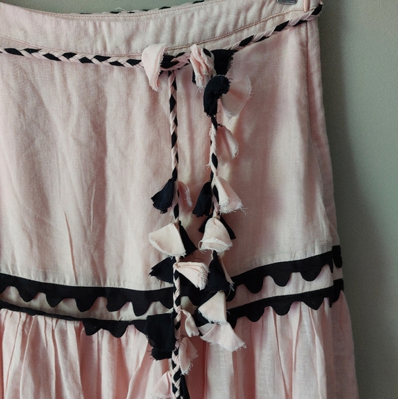 Carolina K cotton boho maxi skirt. Pastel pink+black. Small S - Picture 4 of 8